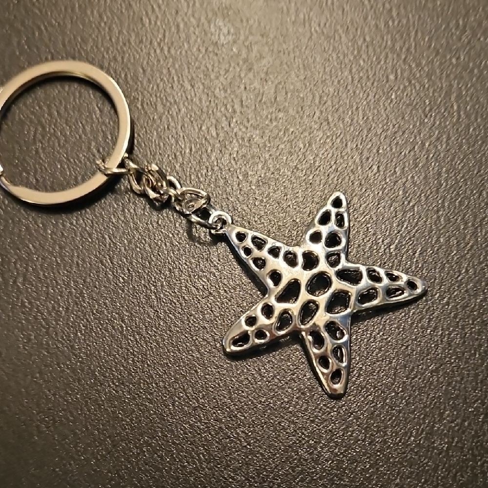 Silver Starfish Keychain